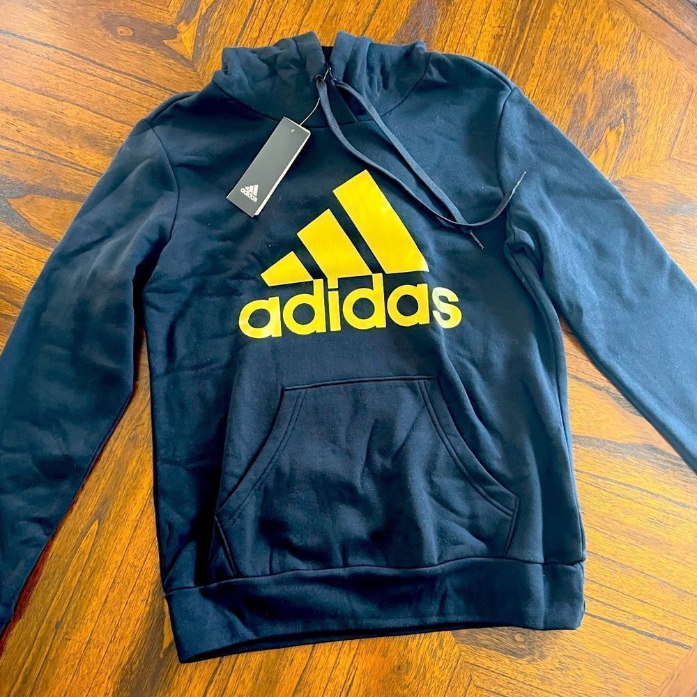 Adidas Women’s Metallic-Logo Hoodie-Black Small